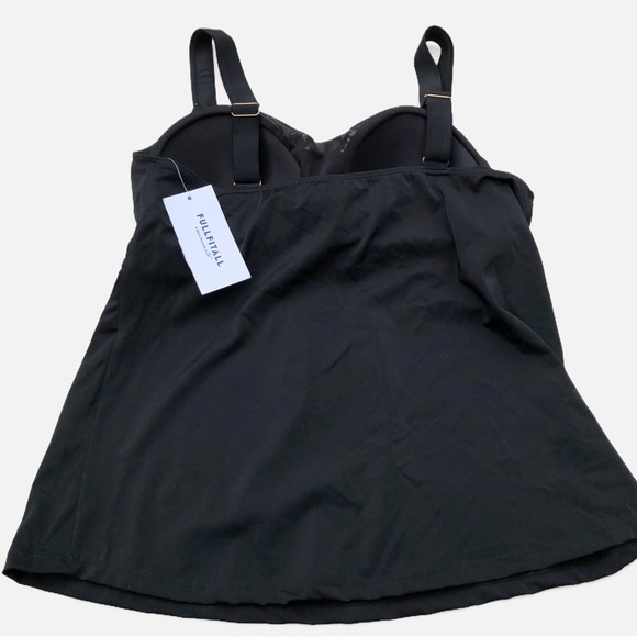 NWT Plus Women’s Tankini Swimsuit Bathing Suit Top Solid Black XL 18 - Picture 2 of 7